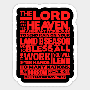 Deuteronomy 28:12 You Will Lend To Many Nations Sticker